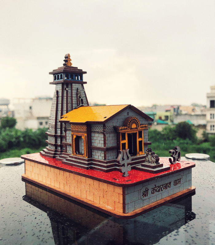 Shri Kedarnath Temple Miniature | Medium Brown Finish | 16x15x10 cm