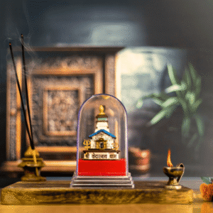 Shri Kedarnath Temple Miniature | White Finish | Acrylic Frame | 13.5x8x13cm