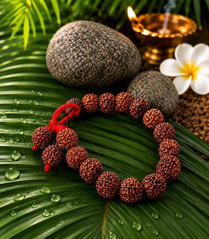 5 mukhi Rudraksh Bracelet | 17 Authentic 5 Mukhi Rudraksh - Image 2