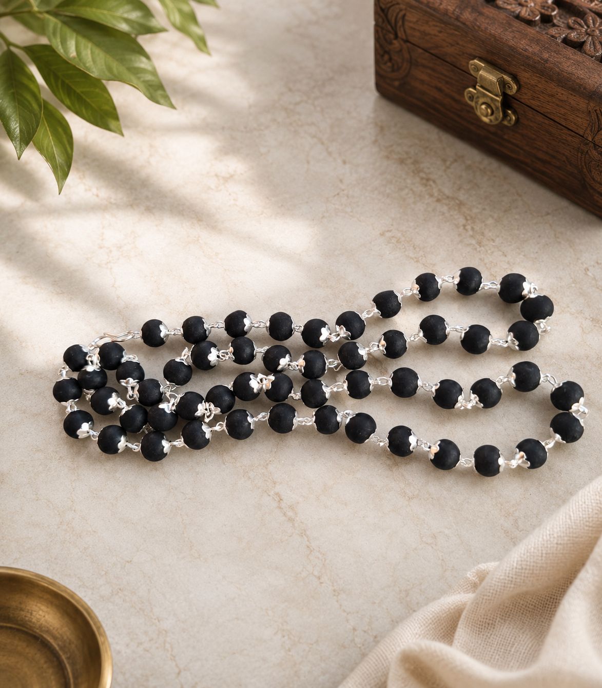 Karungali mala 108 beads with capping