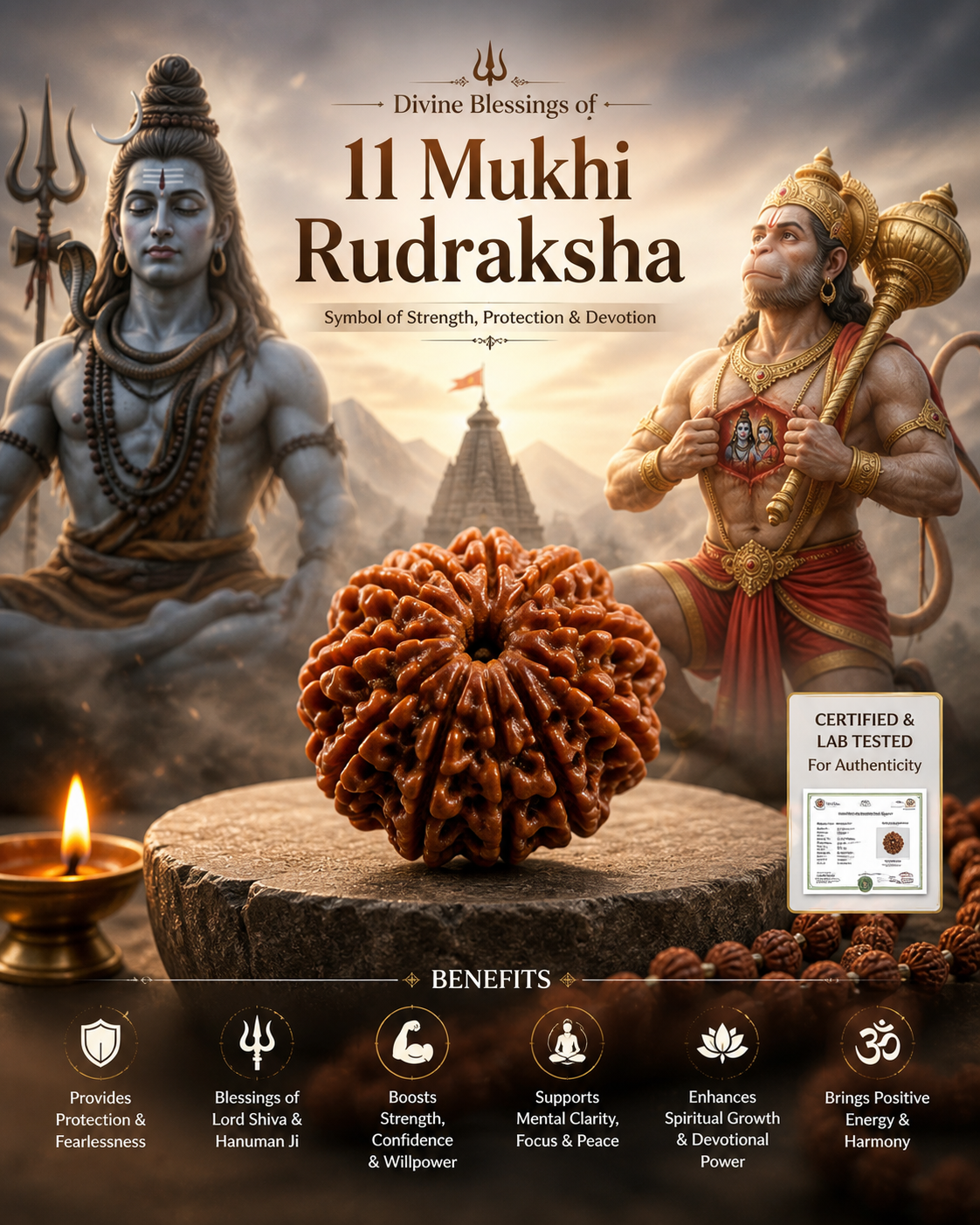 11 Mukhi Nepali Rudraksha Lab Certified - Image 6